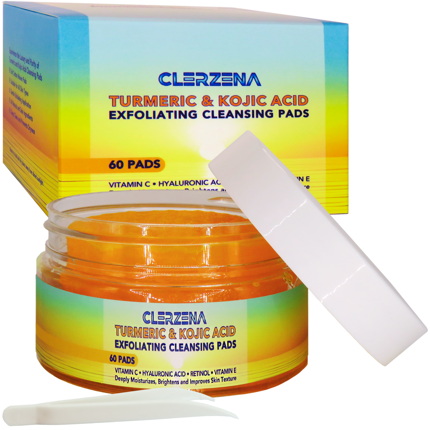 Turmeric Kojic Acid Cleansing Pads | Vitamin C & E, Retinol, Kojic Acid and Turmeric Cleansing Pads for Face Dark Spots | 60 Turmeric and Kojic Acid Face Pads