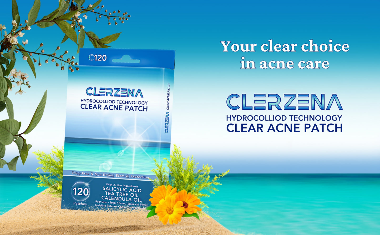 CLERZENA 3 Invisible Pimple Patches for Face - Hydrocolloid Acne Patches Salicylic Acid Tea Tree Oil Calendula