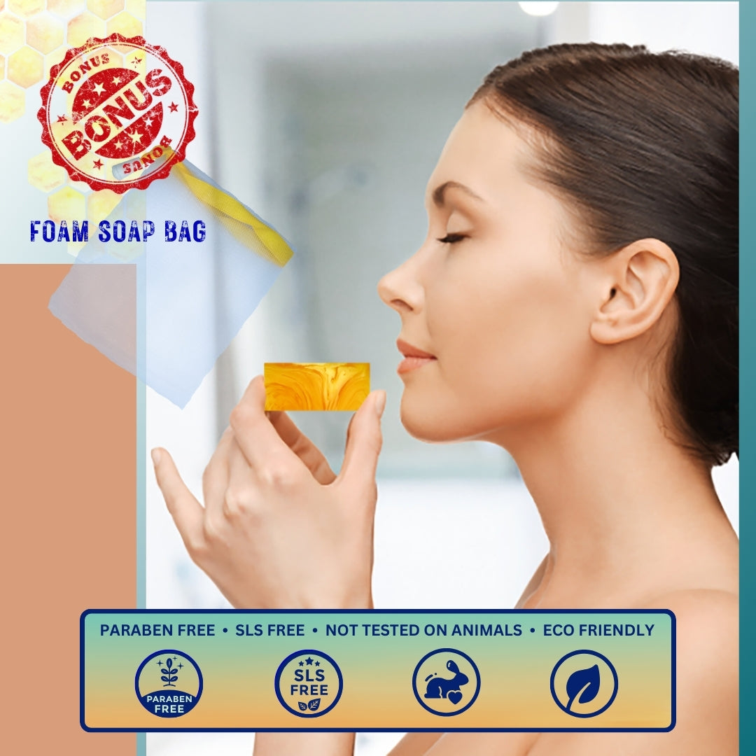 CLERZENA 1 Kojic Acid and Turmeric Soap Bars for Dark Spots | Vitamin C & E Collagen Retinol Honey Oil