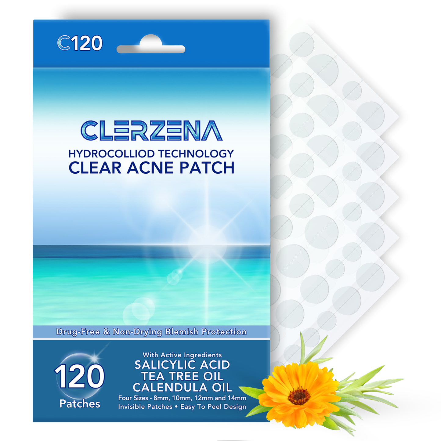 CLERZENA 3 Invisible Pimple Patches for Face - Hydrocolloid Acne Patches Salicylic Acid Tea Tree Oil Calendula